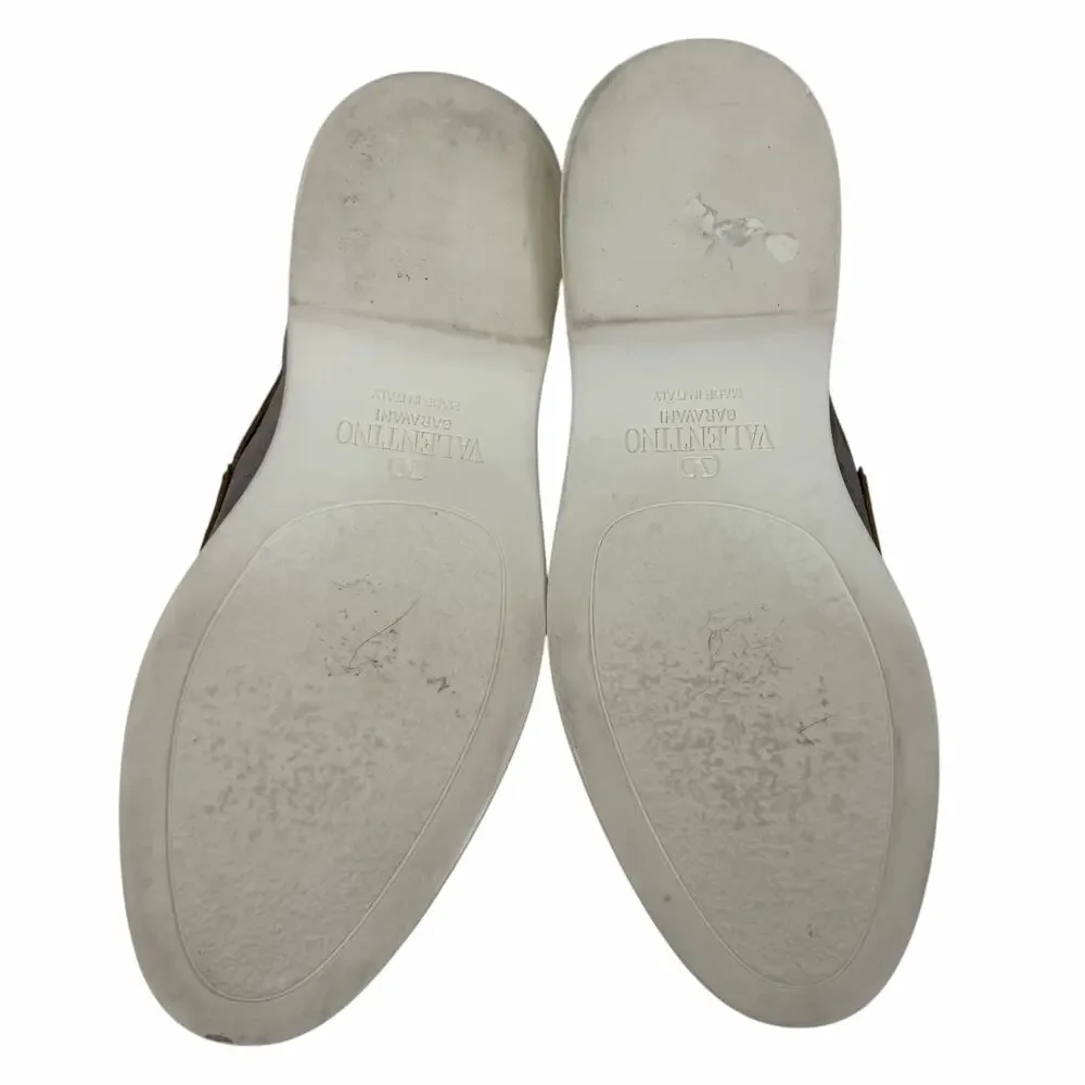 Valentino Garavani Leisure Flows Split Vlogo Suede Loafer Taupe Size 38.5